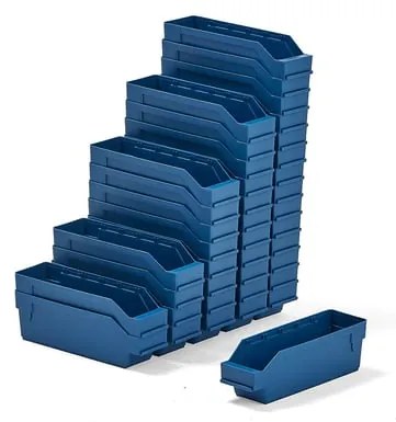 Plastové boxy na súčiastky REACH, 300x90x95 mm, 40 ks, modré