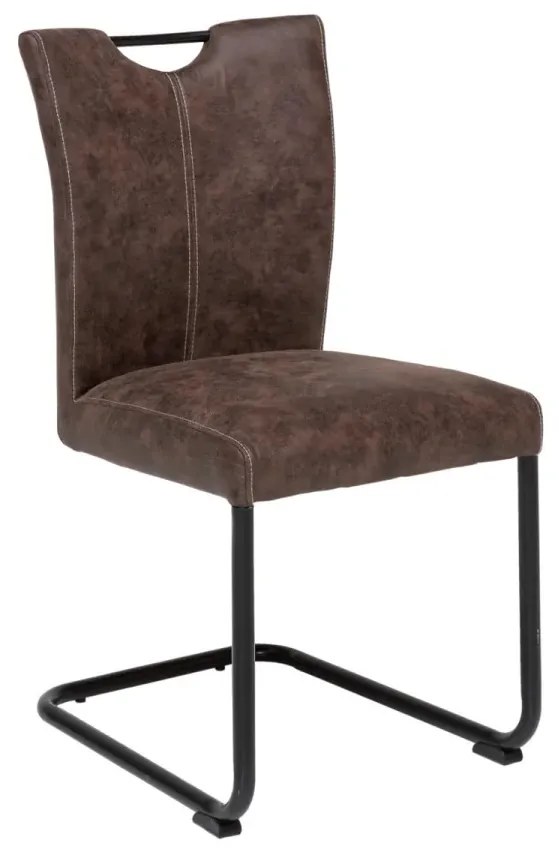 furniture-nabytek.cz - Sada 2 jedálenských stoličiek Kenton s semišovým vzhľadom, hnedá / čierna