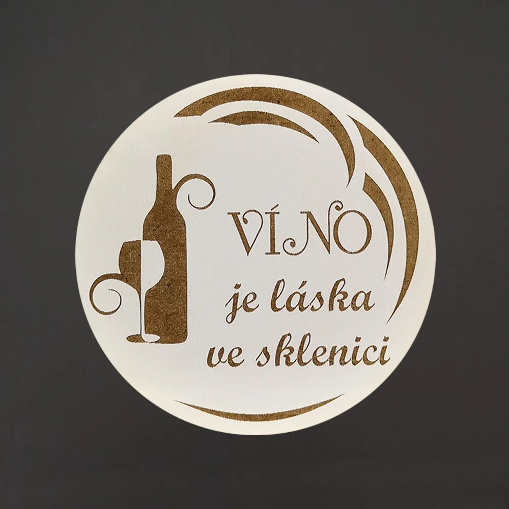 AMADEA Drevený podtácok okrúhly Víno text 