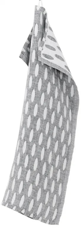 Ľanová utierka Helmi 48x70, bielo-sivá