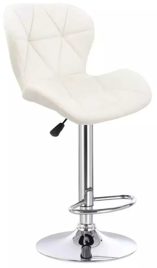 LuxuryForm DESIGN Barová stolička LIVIO VELUR na striebornom tanieri - biela