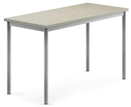 Stôl SONITUS, 1200x600x720 mm, linoleum - svetlošedá, strieborná