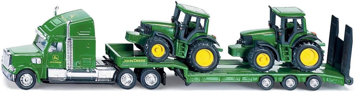 SIKU Farmer – ťahač s podvalníkom a traktormi John Deere, 1:87