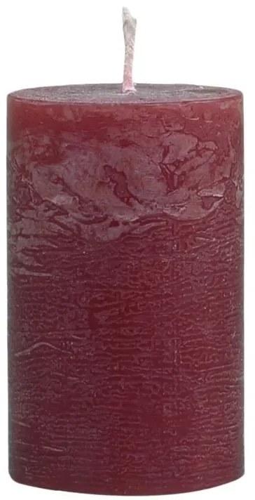 Červená široká sviečka Rustic pillar red - Ø 5*8cm/ 16h