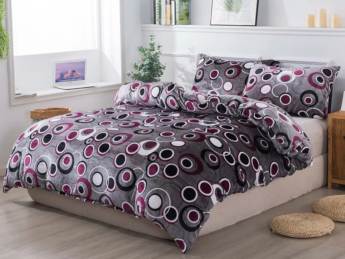 XPOSE® Mikroplyšové obliečky HEDVIKA Exclusive - sivé/slivkové