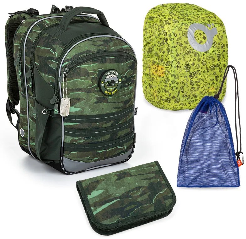 Veľká školská súprava Topgal COCO 23040 B - batoh + peračník + vrecko na prezuvky + pláštenka na batoh