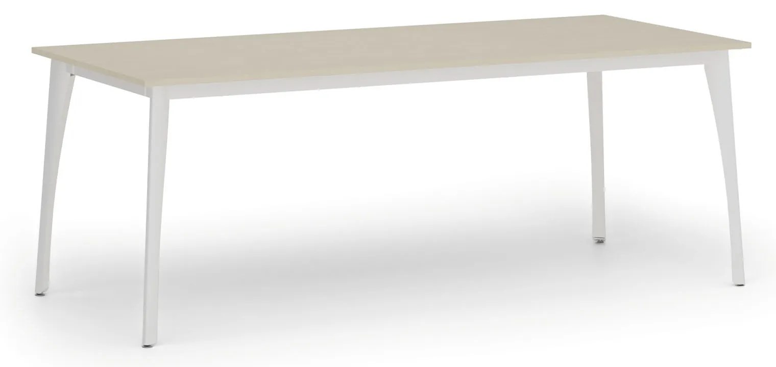 Rokovací kancelársky stôl PRIMO OMEGA, 200x90 cm, biela podnož, breza