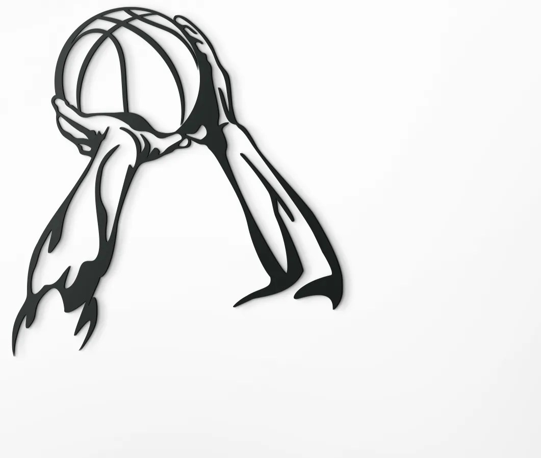 drevko Drevená nálepka na stenu Basketbal Rozmer obrazu: 34,5 x 32,5 cm, Farba dekorácie: Čierna