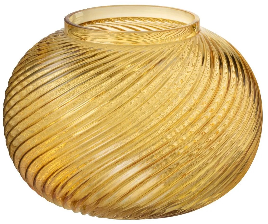 Žltá sklenená okrúhla váza Stripes L - Ø 20*17 cm