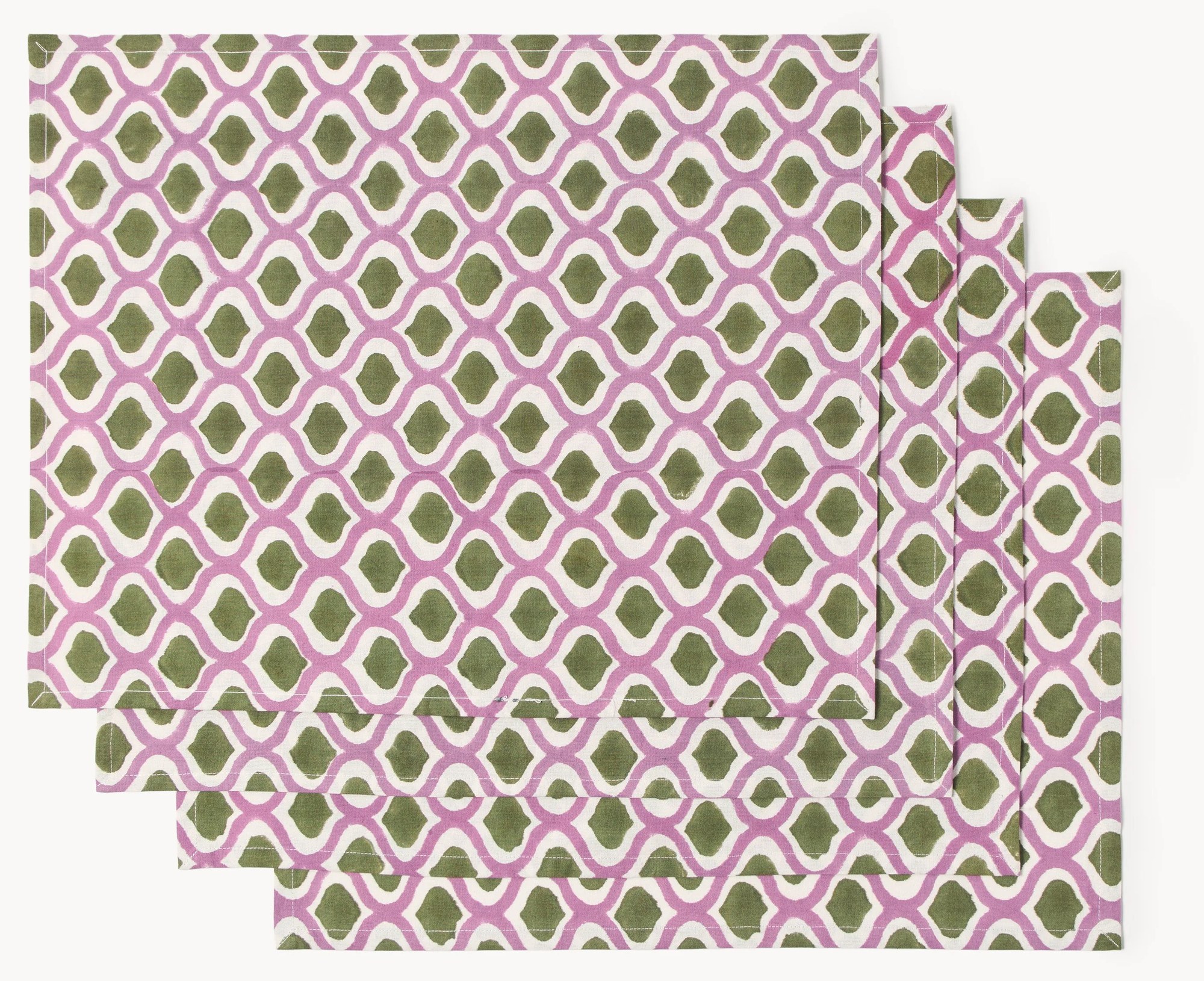 Ručne tlačené bavlnené prestieranie Azra, 4 ks