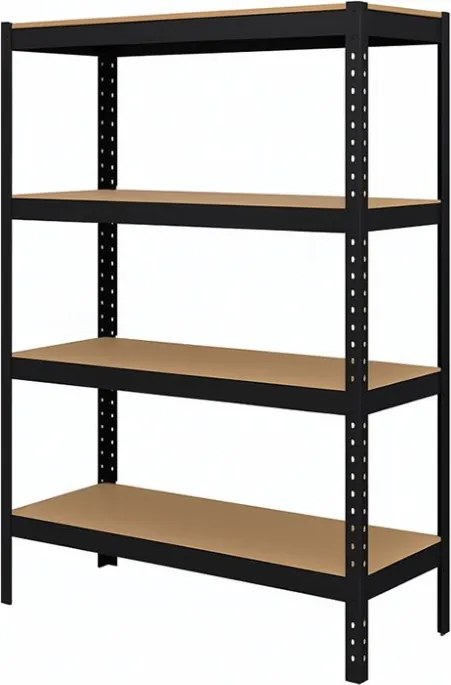 Regál 150x70x30 cm lakovaný 4-policový, nosnosť 70 kg - čierny