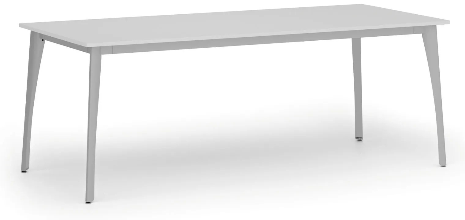 Rokovací kancelársky stôl PRIMO OMEGA, 200x90 cm, sivá podnož, biela