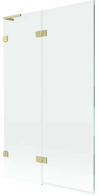 Mexen Lunar L, 2-krídlová vaňová zástena ľavá 110 x 150 cm, číre sklo, zlatá matná, 897L-110-100-55-00-L