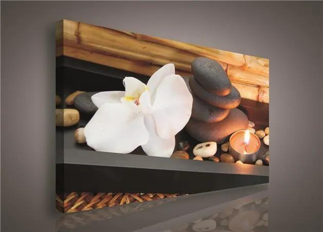 Obraz na stenu orchidea, sviečka 75 x 100 cm