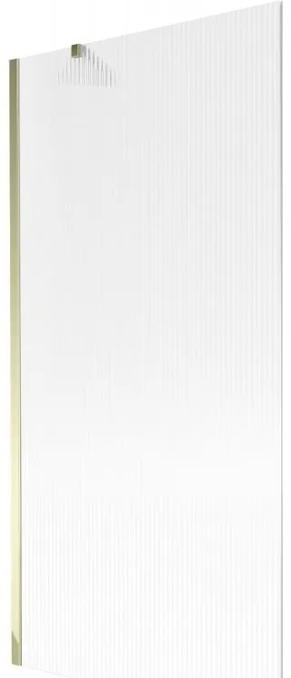 Mexen Next, vaňová zástena 1-krídlová 90 x 150 cm, fixné krídlo, 6 mm sklo s pruhmi, zlatý lesklý profil, 895-090-000-00-09-50