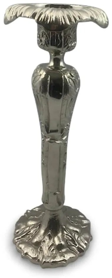 Strieborný barokový kovový svietnik Baroque - 38cm