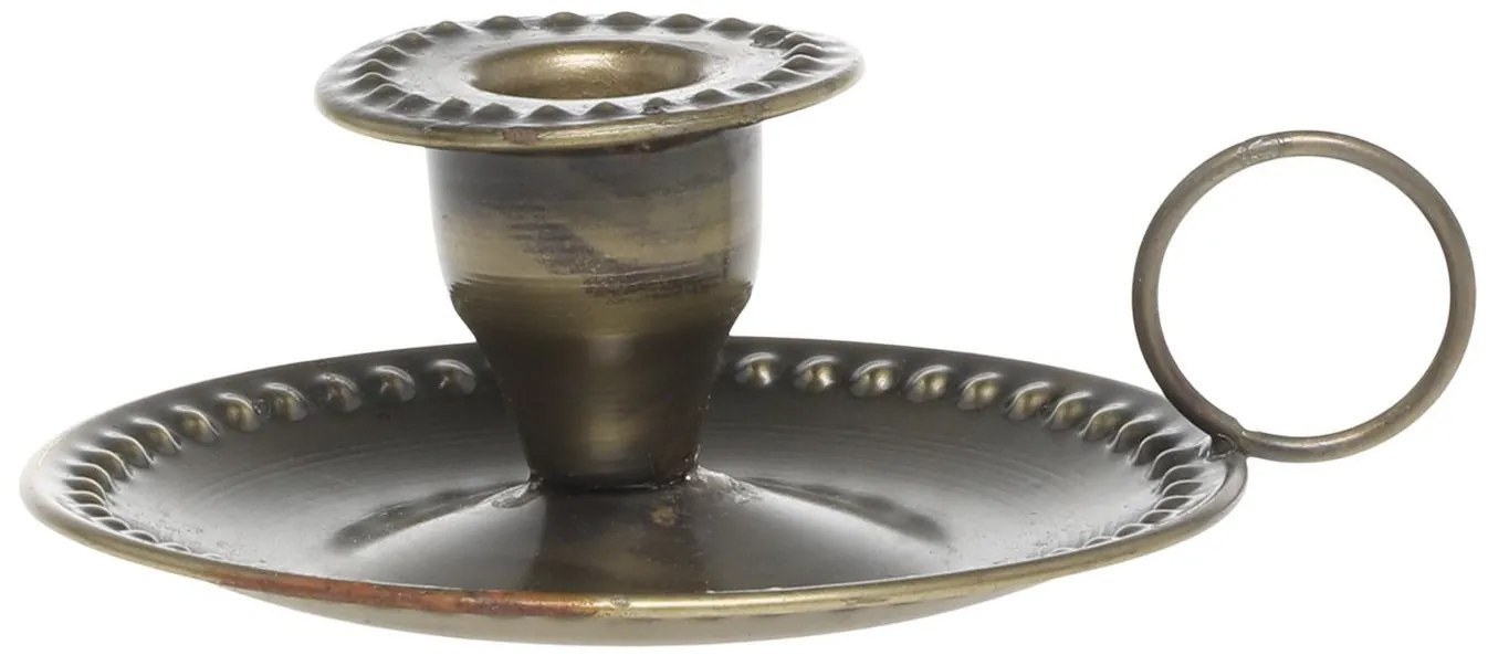 Mosadzný antik kovový svietnik na úzku sviečku Clarria - 13*5 cm