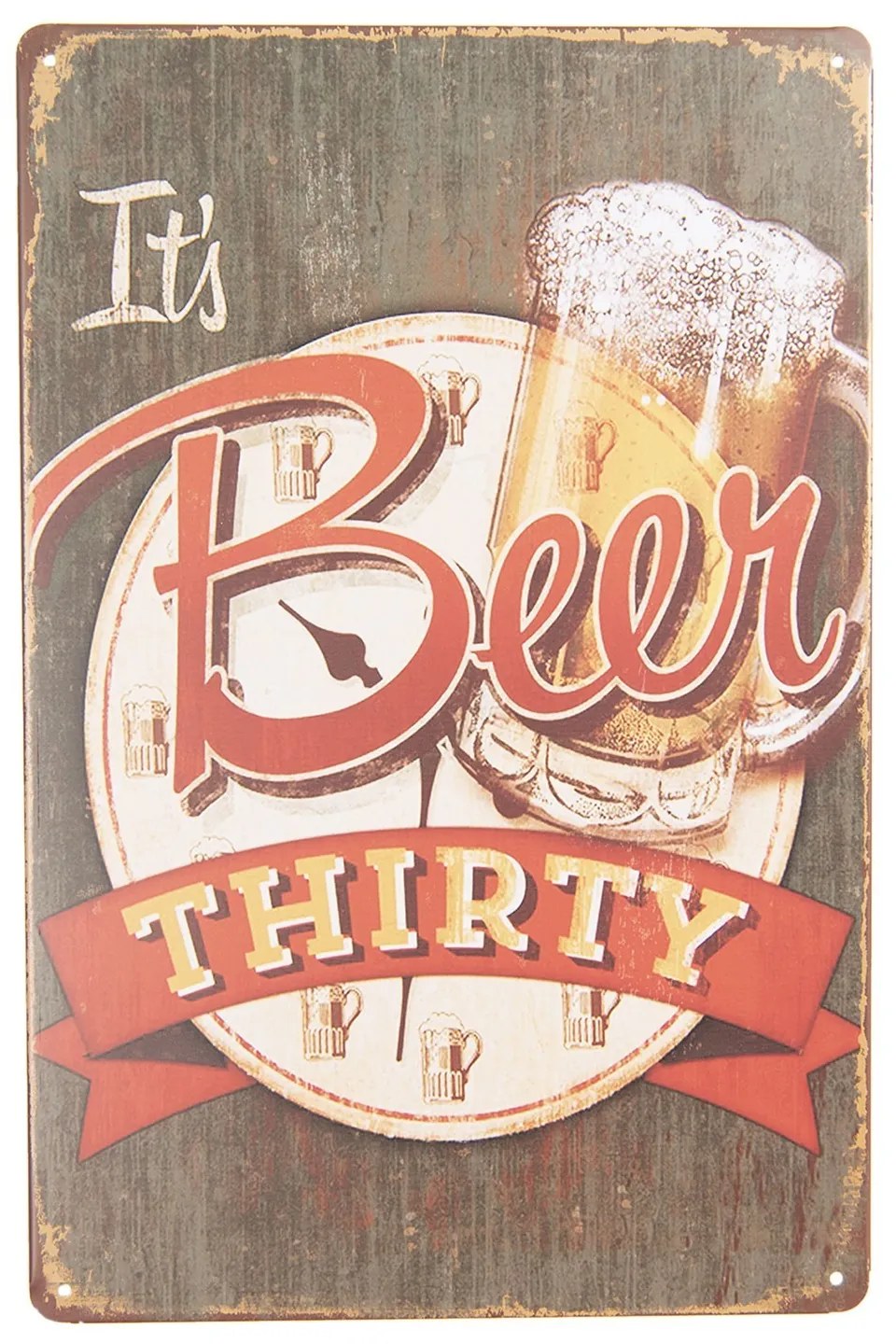Farebná kovová ceduľa BEER s imitáciou dreva a patinou - 20 * 30 cm