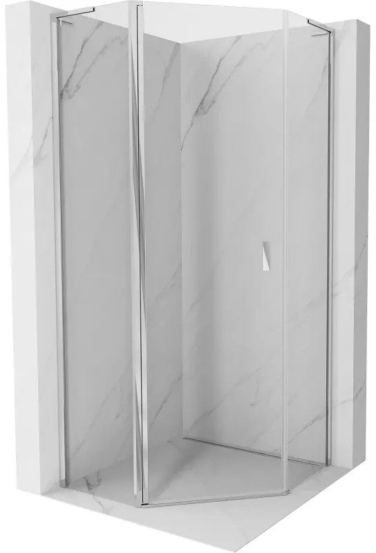 Mexen Mist L, päťuholníkový sprchový kút s krídlovými dverami, 90 x 90 cm, 8mm číre sklo, chrómový profil, 8A8L-090-090-01-00
