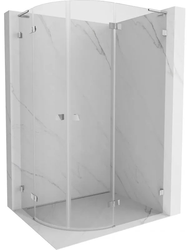 Mexen Lunar, L pravý polkruhový sprchový kút 80 x 70 cm, 8mm číre sklo, chrómový profil, 833L-080P-070L-01-00