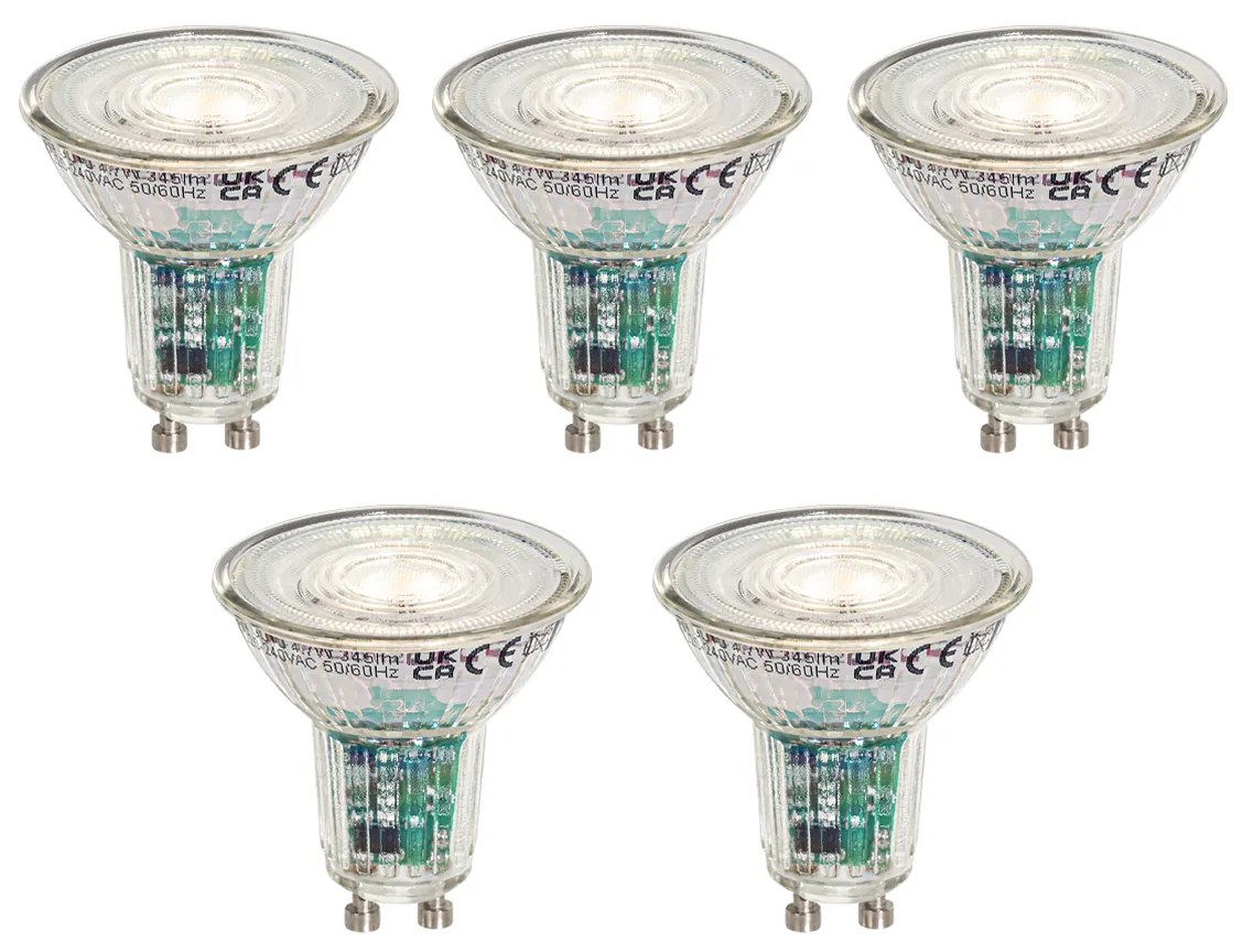 Sada 5 inteligentných LED žiaroviek GU10 50 mm číra 4,7 W 345 lm 2200 – 4000 K