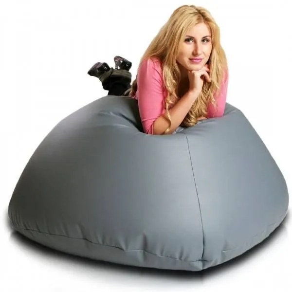 INTERMEDIC SK - Sedací vak MAXI 140x70 cm | extra veľký vak na sedenie a ležanie, 570 l Farba: E15 - Sivá tmavá (Ekokoža)