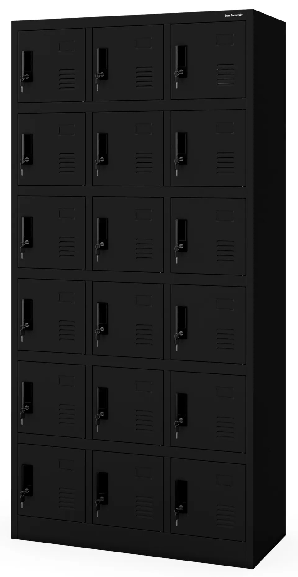 Sociálna skrinka s priehradkami KAROL, 900 x 1850 x 400 mm, čierna