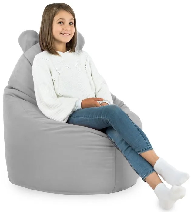 Detské kreslo Sako TEDDY – mäkké plyšové kreslo pre najmenších Farba: Sv. sivý