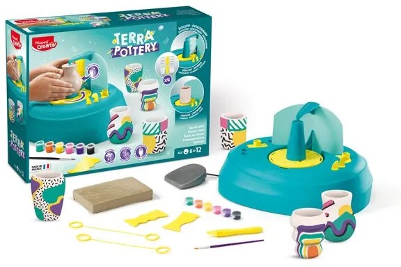 Súprava Maped Creativ Terra Pottery - hrnčiarsky kruh s hlinou a príslušenstvom