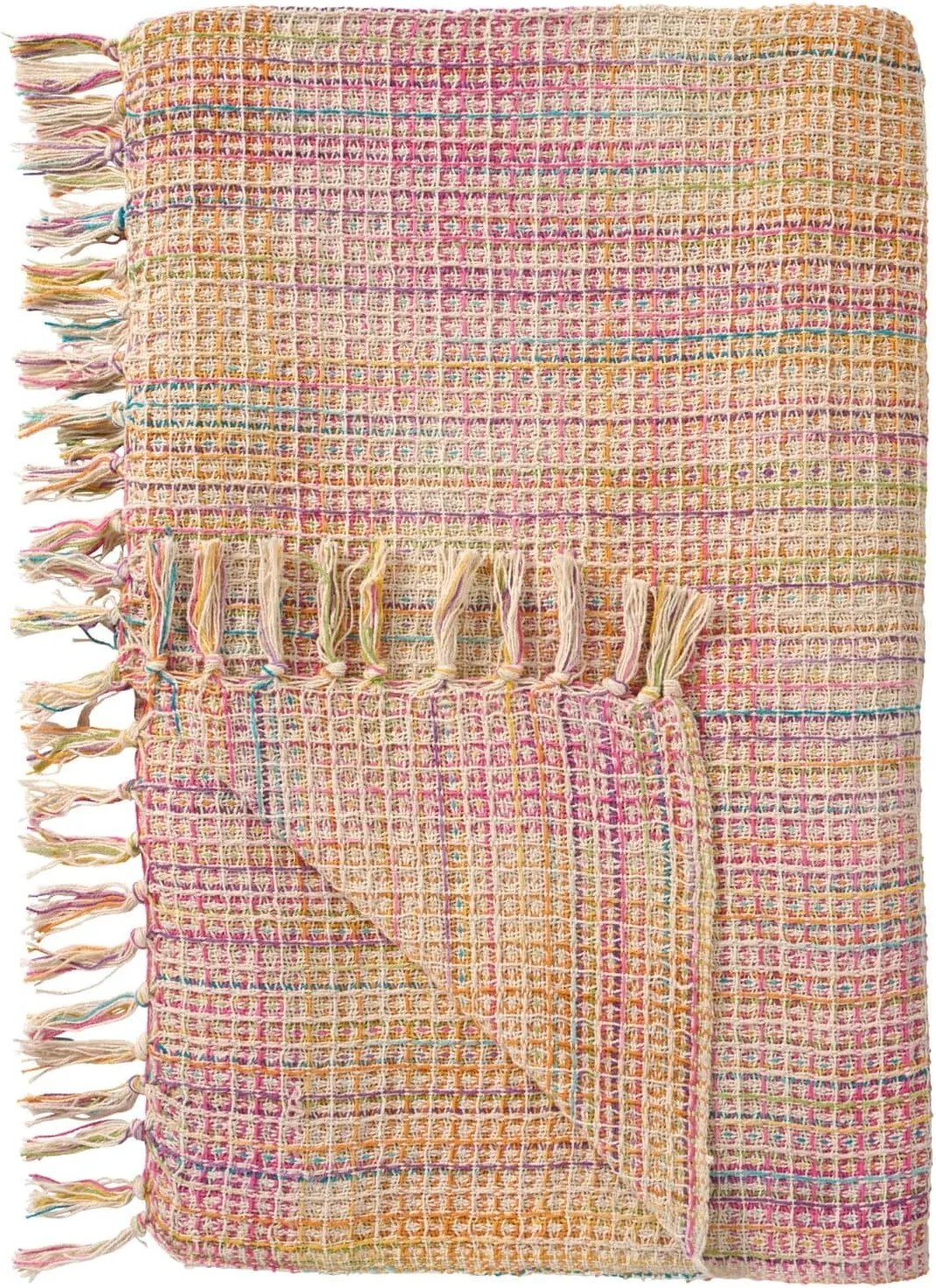 Ib Laursen Bavlněný přehoz Multicoloured mix Pink 130 × 160 cm