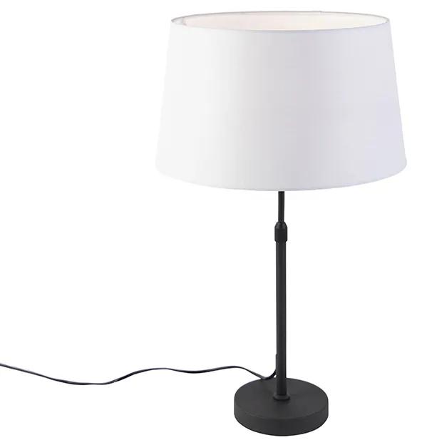 Stolná lampa čierna s bielym ľanovým tienidlom 35 cm nastaviteľná - Parte