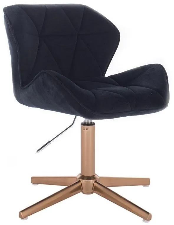 LuxuryForm DESIGN Stolička MILANO VELUR na zlatom kríži - čierna
