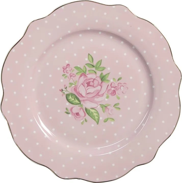 Ružový dezertný tanier s ružičkami Sweet Roses I - Ø 20*2 cm