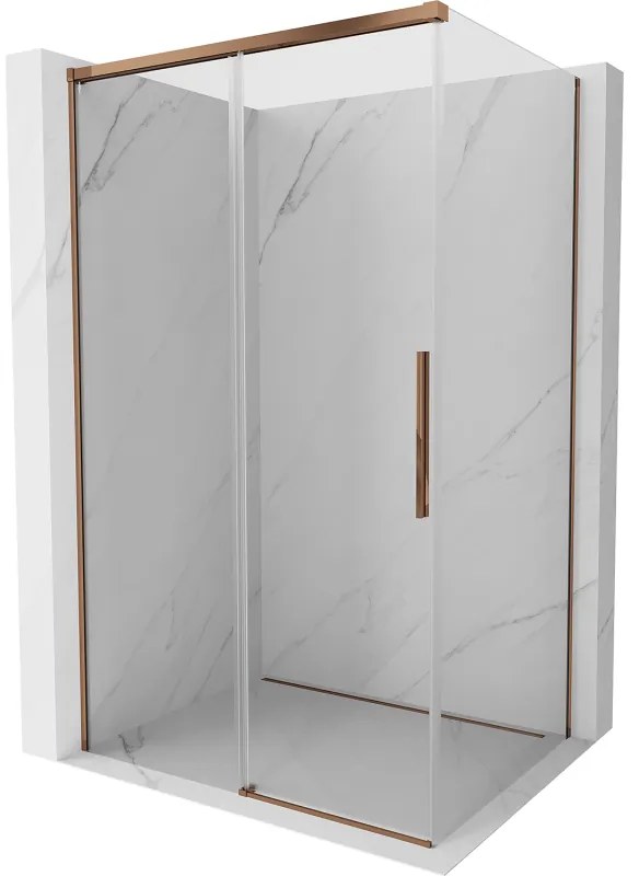 Mexen Rox, posuvný sprchový kút 95 x 90 cm, 8mm číre sklo, ružové zlato profil, 8C2-095-090-60-00