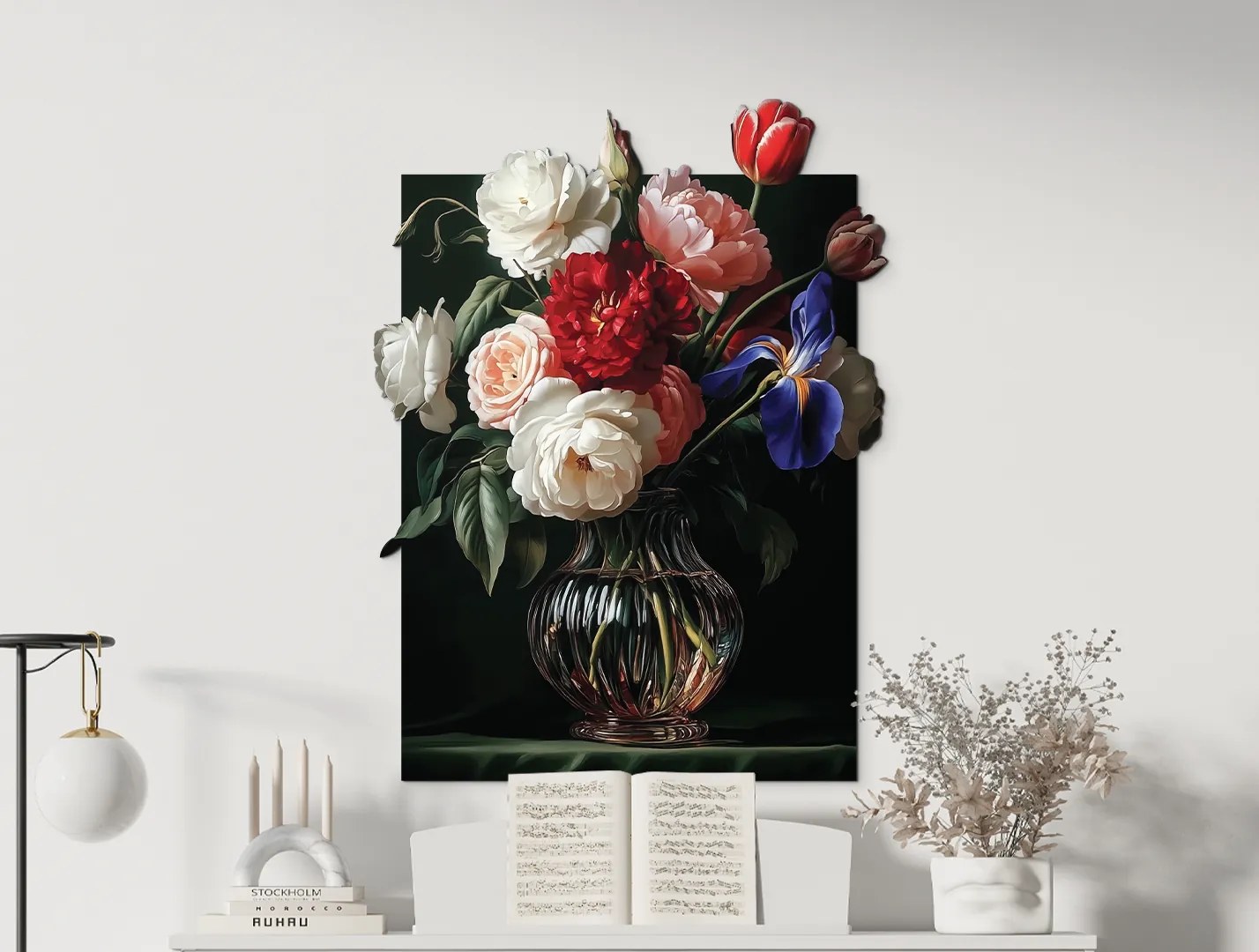 drevko | Obraz Romantická kytica vo váze 45 x 335 cm