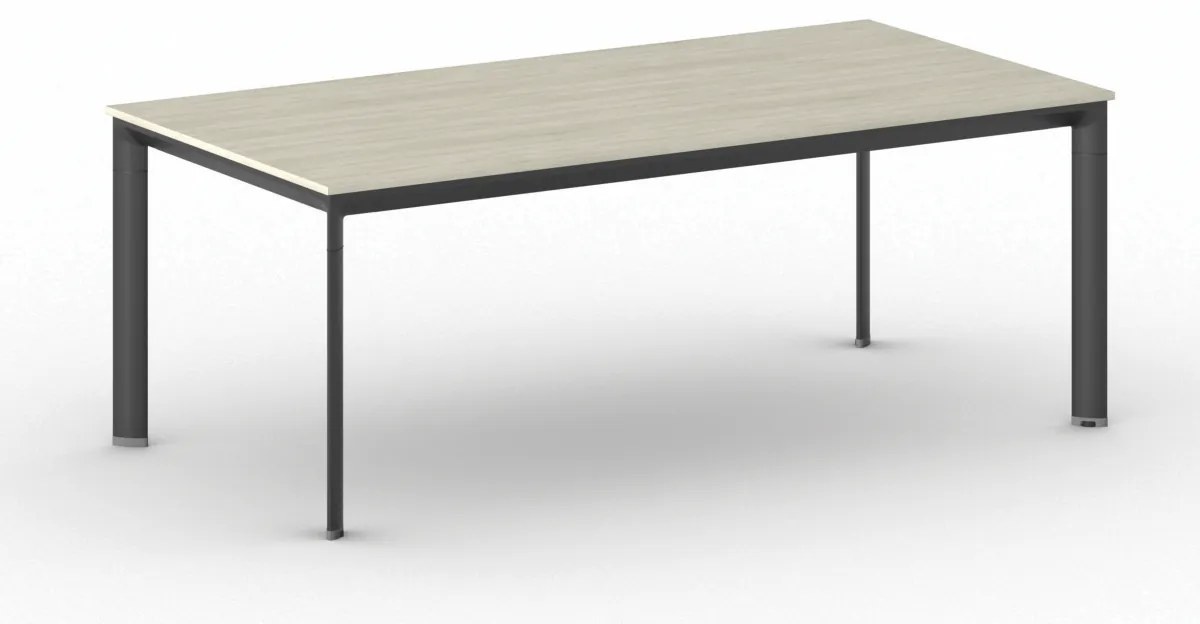 Rokovací kancelársky stôl PRIMO INVITATION, 200x100 cm, čierna podnož, dub prírodný