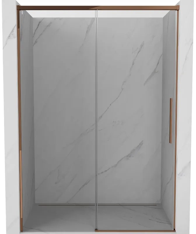 Mexen Rox, posuvné sprchové dvere 140 cm, 8mm číre sklo, ružové zlato profil, 8C2-140-000-60-00