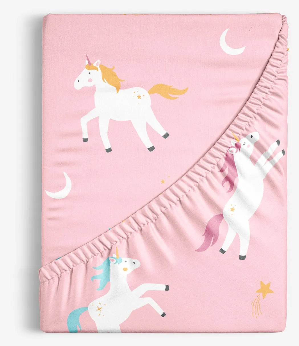 Goldea detská bavlnená napínacia plachta - veselí jednorožci 90 x 200 cm