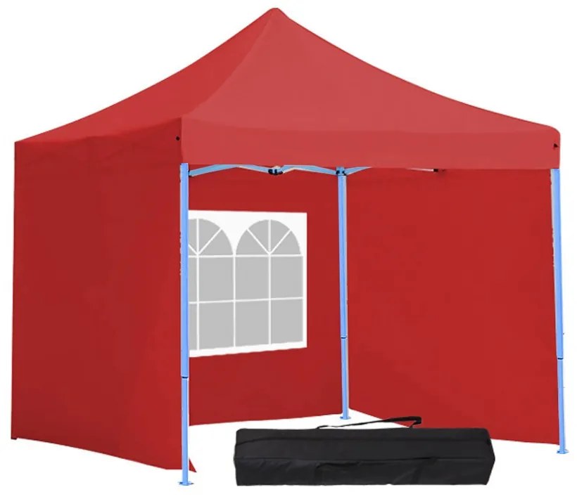 Záhradný pavilón- červený+bočné steny+prenosná taška-2,9x2,9 m