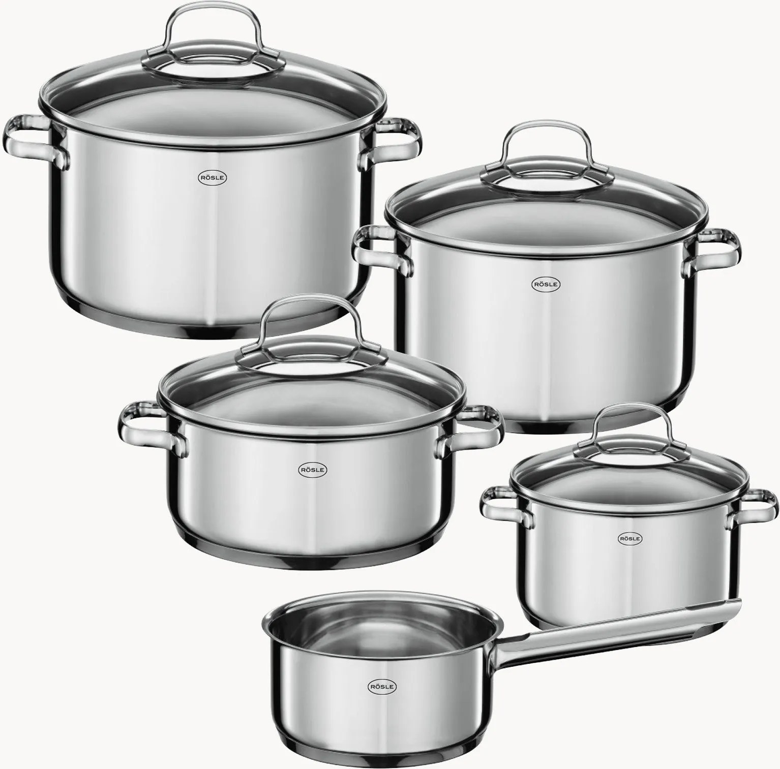 Súprava hrncov z nehrdzavejúcej ocele Elegance, 5 ks