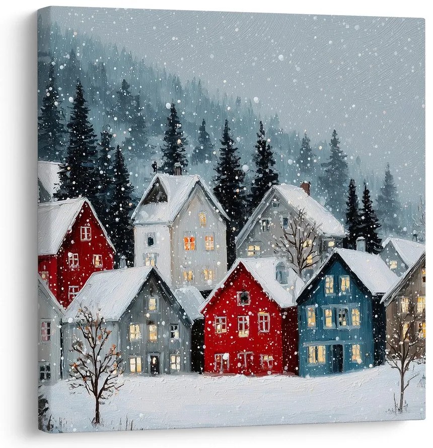 Vianočný obraz zimná rozprávka v horách