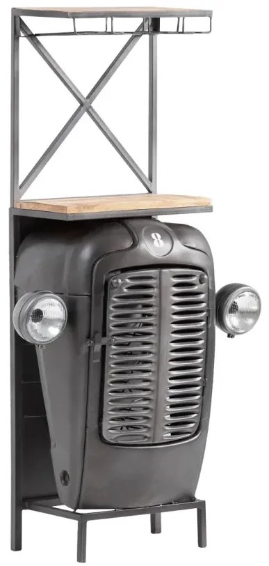 furniture-nabytek.cz - Masívny barový jedálenský stôl z kovu a dreva, lakovaný, šedý – 90×38×155 cm