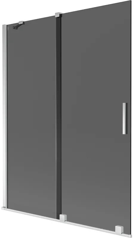 Mexen Velar, 2-krídlová posuvná vaňová zástena 130 x 150 cm, 8mm šedé sklo, chrómová, 896-130-000-41-01