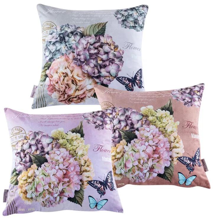 Súprava 3 ks obliečok na vankúšiky HORTENZIA 45 x 45 cm