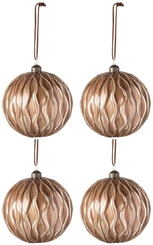 Box 4 ks vianočných zlato hnedých gulí L - 12 * 12 * 12 cm