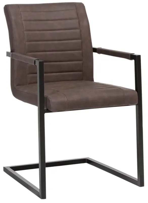 furniture-nabytek.cz - Sada 2 masívnych stoličiek s podrúčkami Picton, hnedá umelá koža / kov