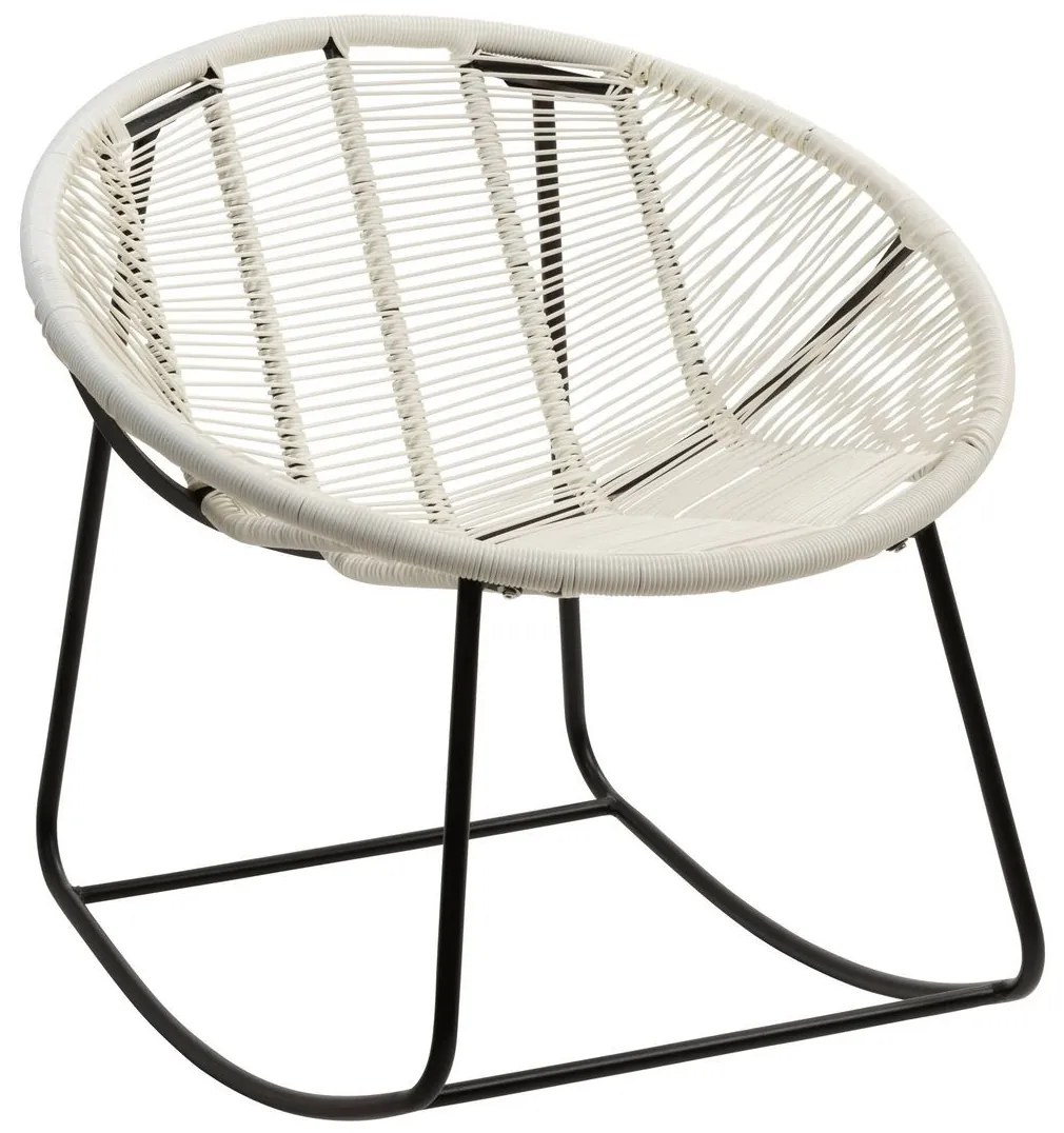 Bielo-čierne kovové hojdacie kreslo s výpletom Pam White - 56*65*67 cm