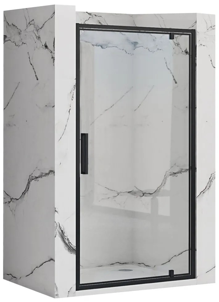 Rea Rapid Swing, 1-krídlové sprchové dvere 80 x 195 cm, 6mm číre sklo, čierny profil, REA-K6408