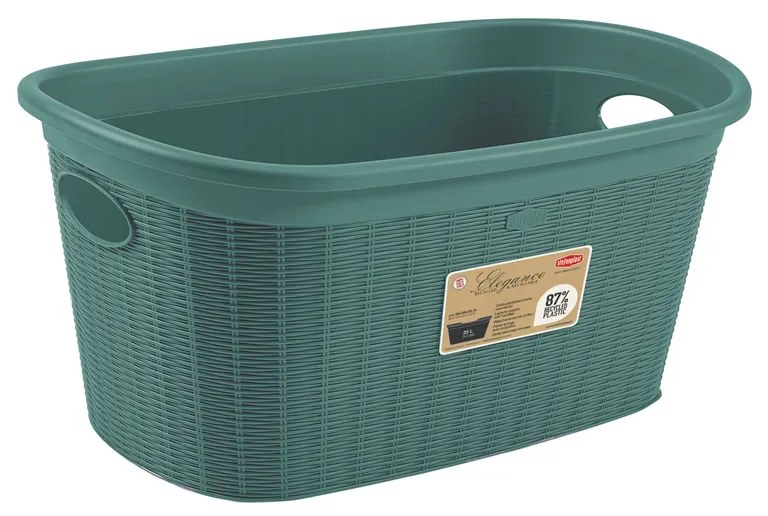 STEFANPLAST Kôš na bielizeň 35 l, 58 × 38 × 28 cm, zelenošedý