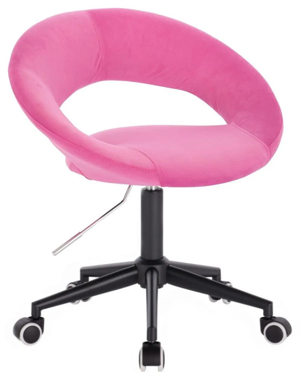 LuxuryForm DESIGN Stolička NAPOLI VELUR na čiernej podstave s kolieskami - ružová